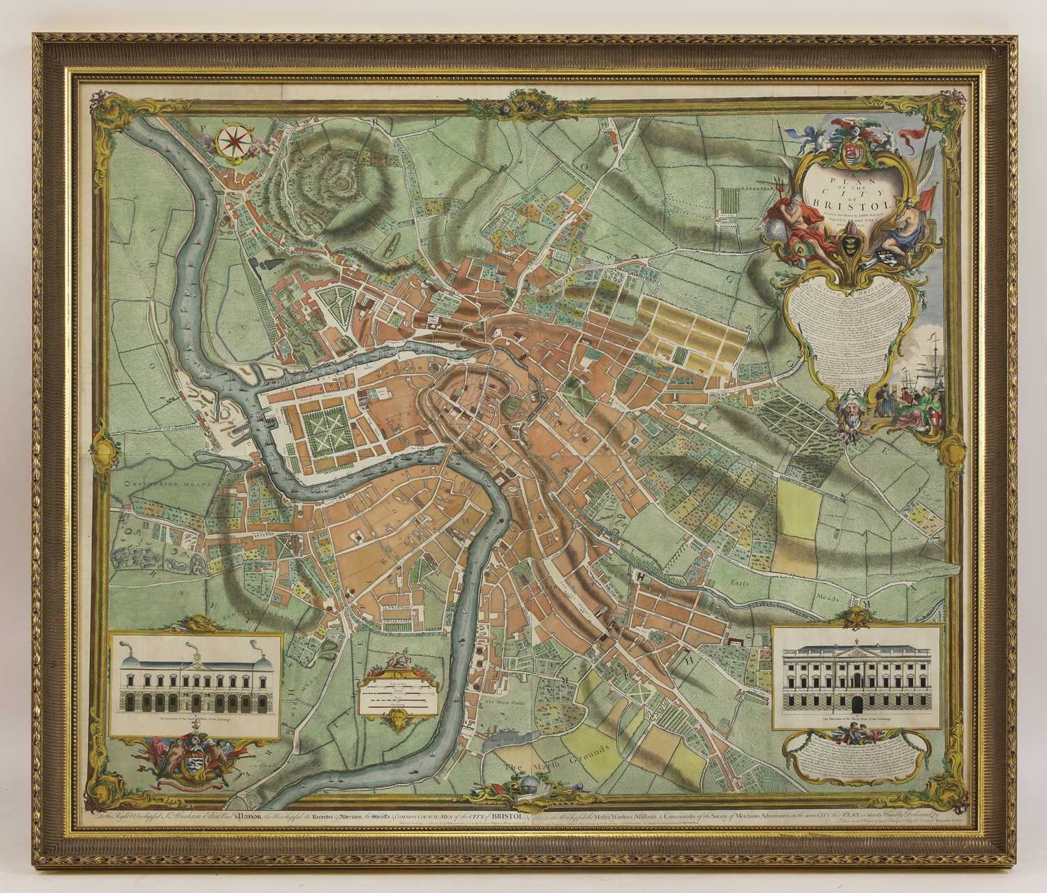 'A Plan of The City of Bristol, survey'd and drawn by John Rocque, engraved by John Pine 1742',