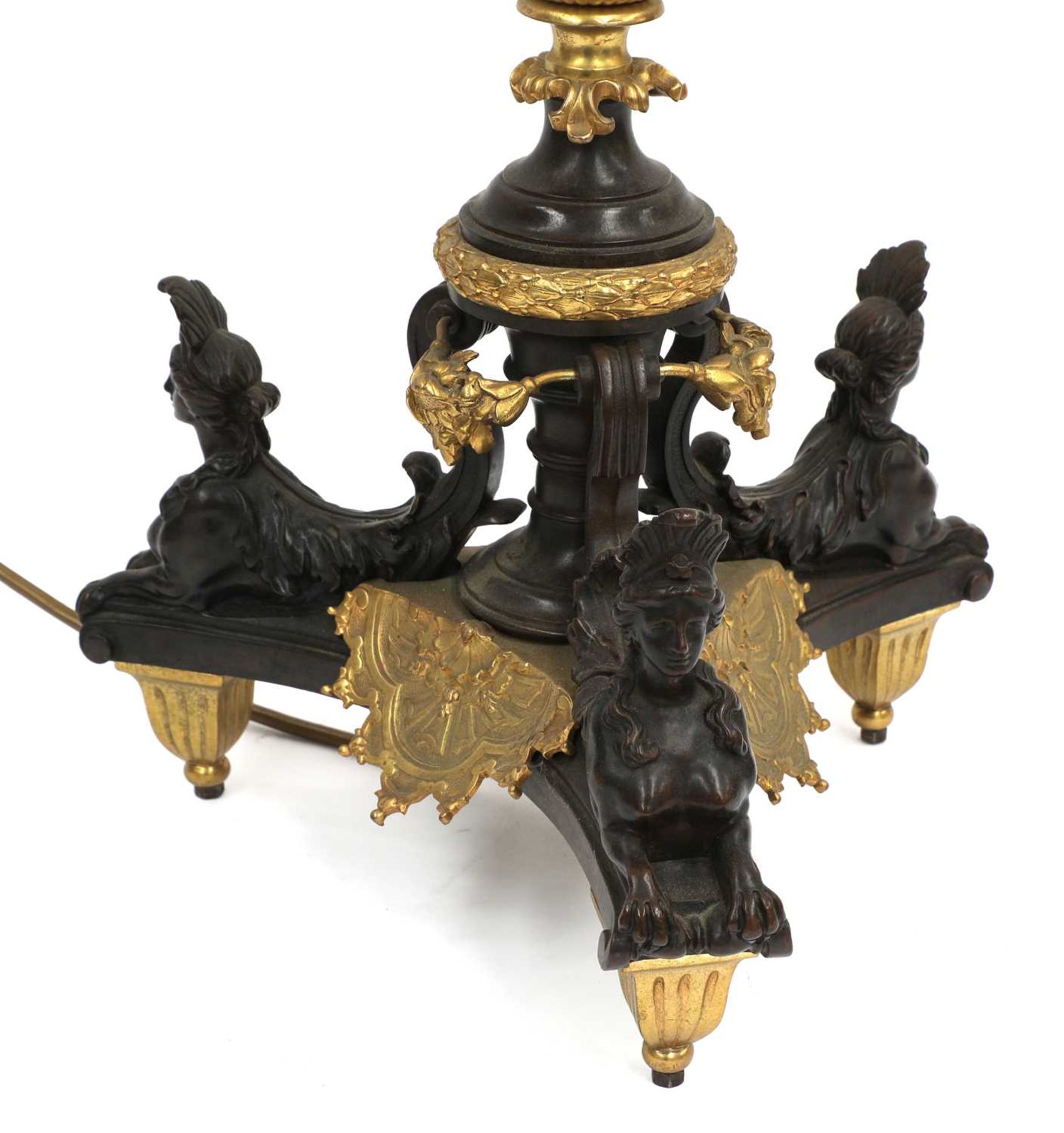 A French gilt and patinated bronze table lamp, - Image 3 of 4