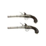 A pair of Queen Anne-style flintlock pistols,
