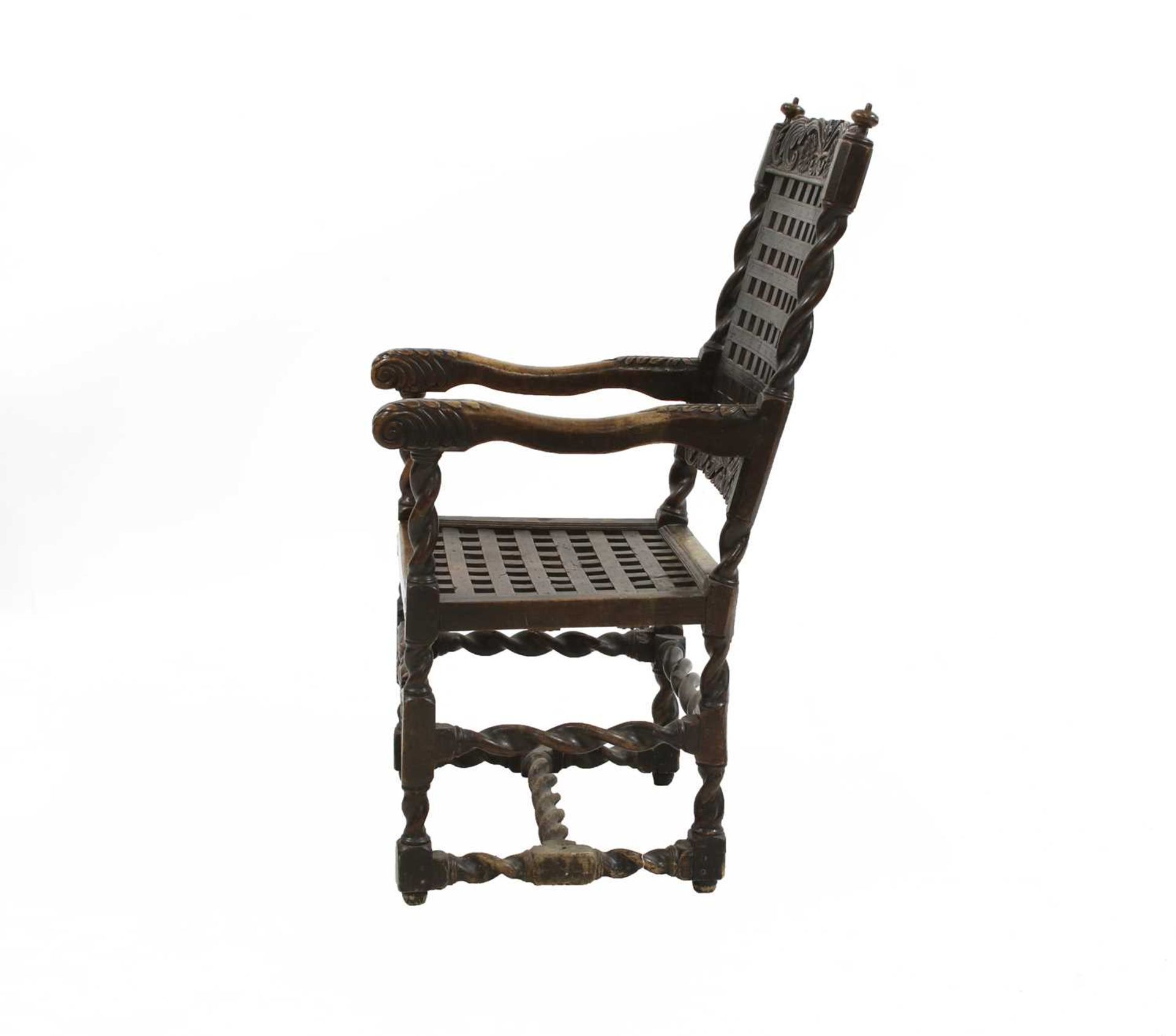 A Charles II walnut open armchair, - Image 5 of 7