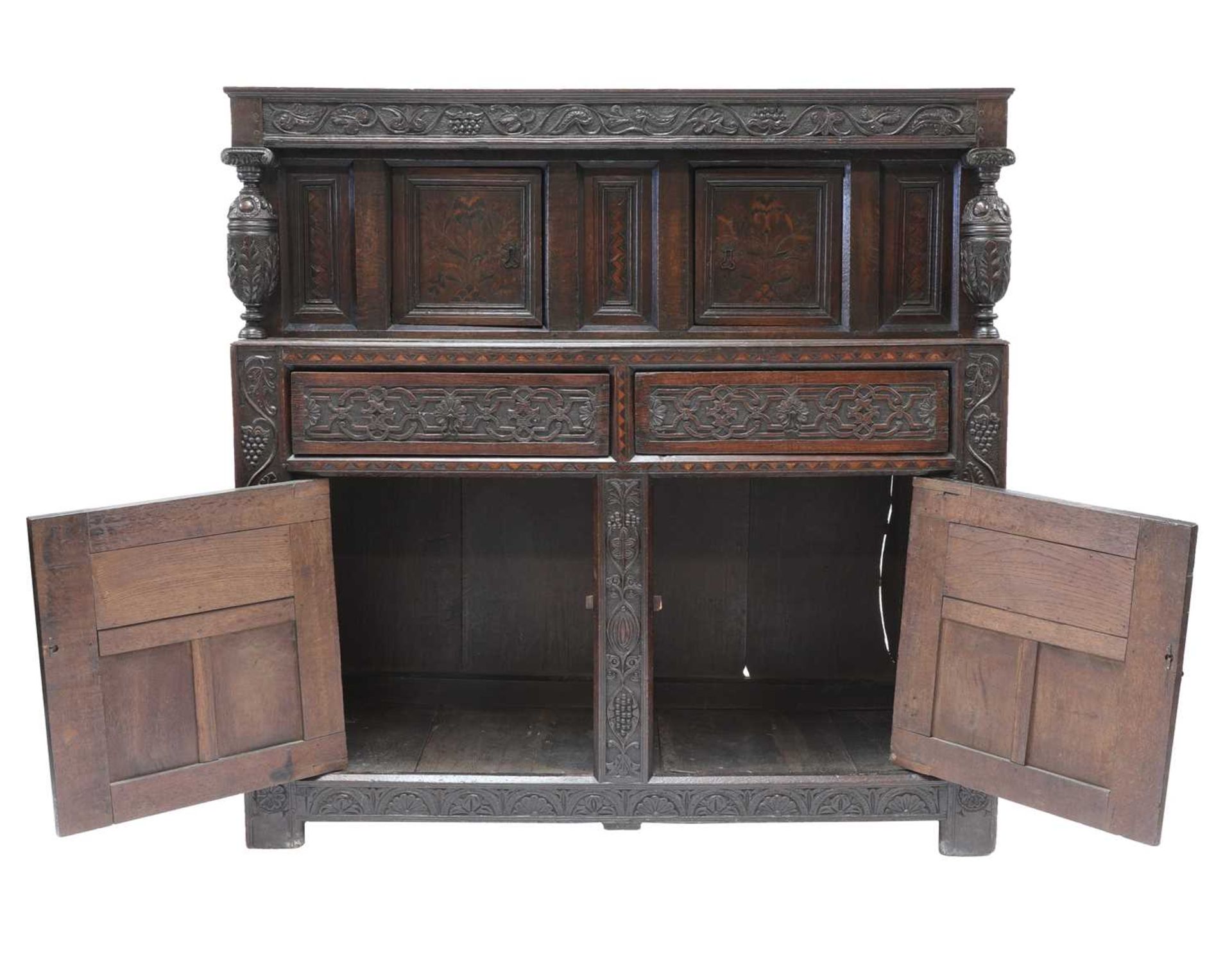 A carved oak buffet cupboard, - Image 2 of 5