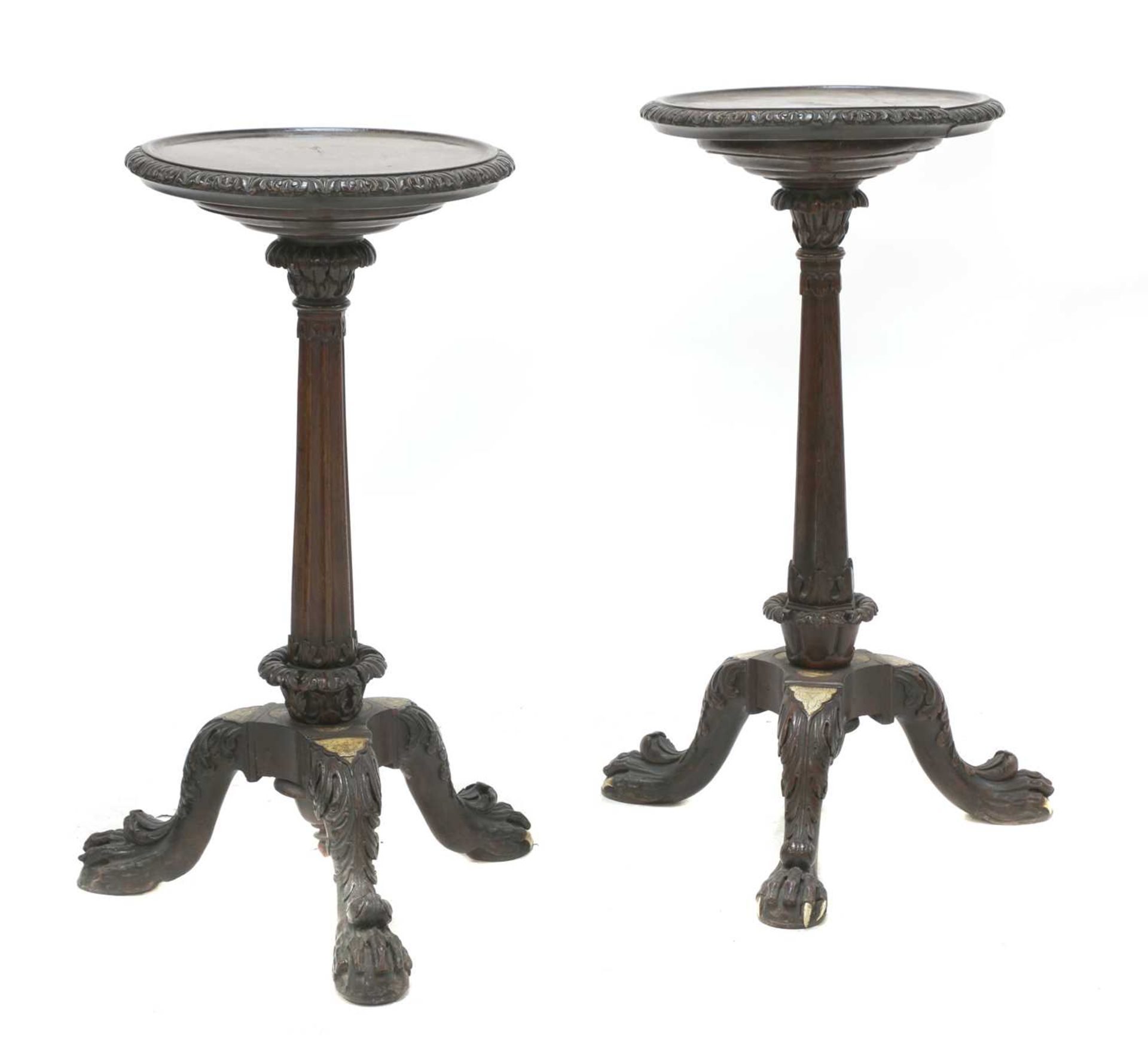 A near pair of Anglo-Indian padouk tripod tables, - Image 2 of 10