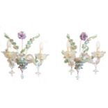 A pair of Murano glass wall lights,