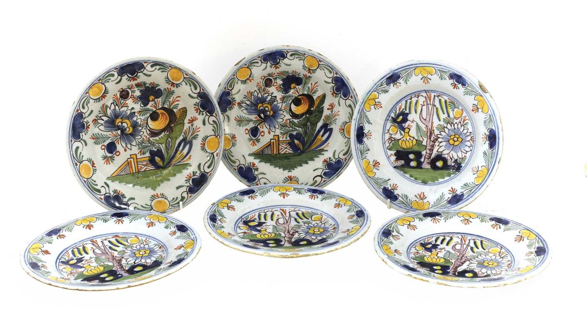 Six Dutch delft plates,