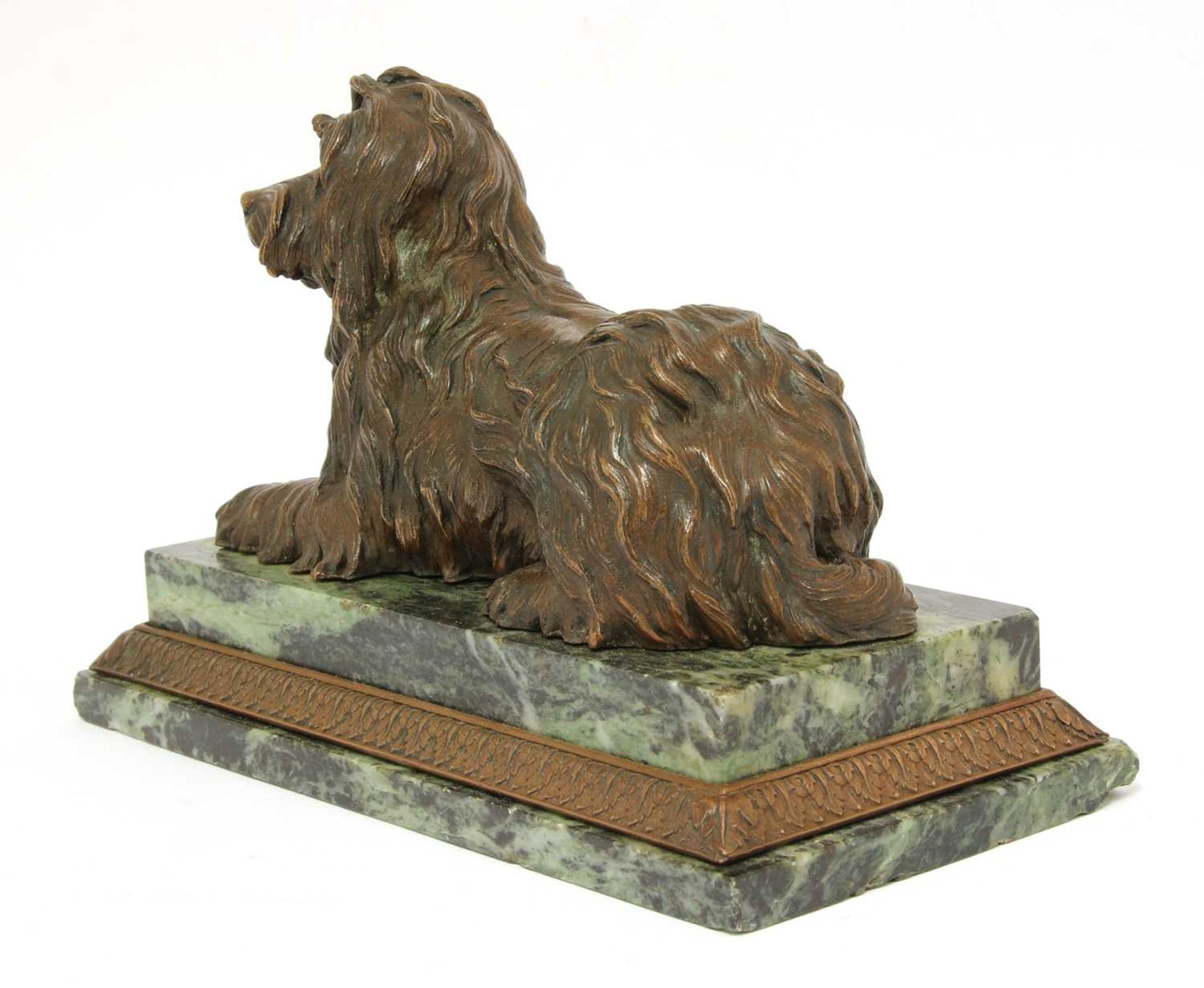 A bronze figure of a recumbent terrier, - Image 2 of 4