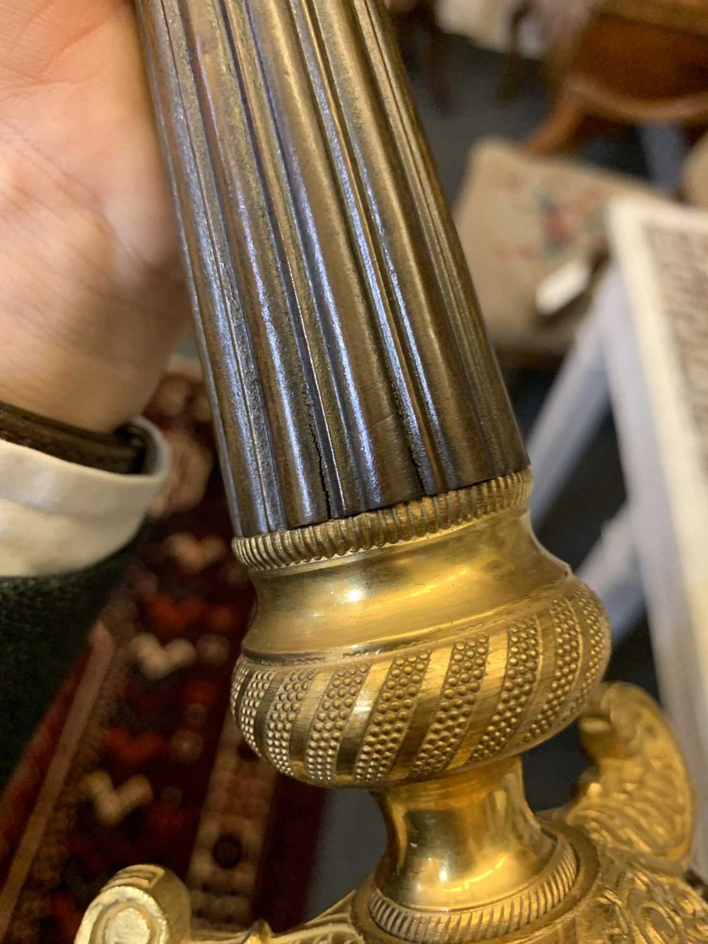 A pair of French Empire-style bronze and gilt-bronze candlesticks, - Image 17 of 19