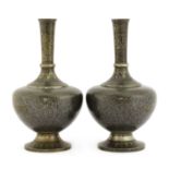 A pair of Bidriware bottle vases,