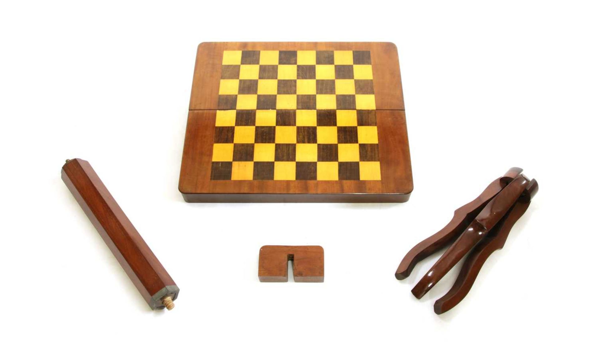 An inlaid mahogany campaign games table, - Image 2 of 3