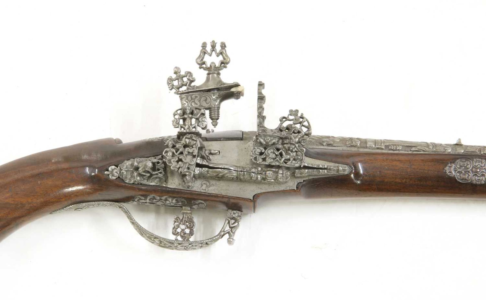 A Brescian Miquelet lock long-barrelled pistol, - Image 4 of 6