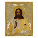 A parcel-gilt silver icon of Christ in Majesty,