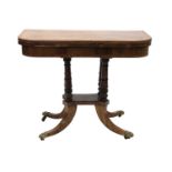 A Regency rosewood fold-over card table,