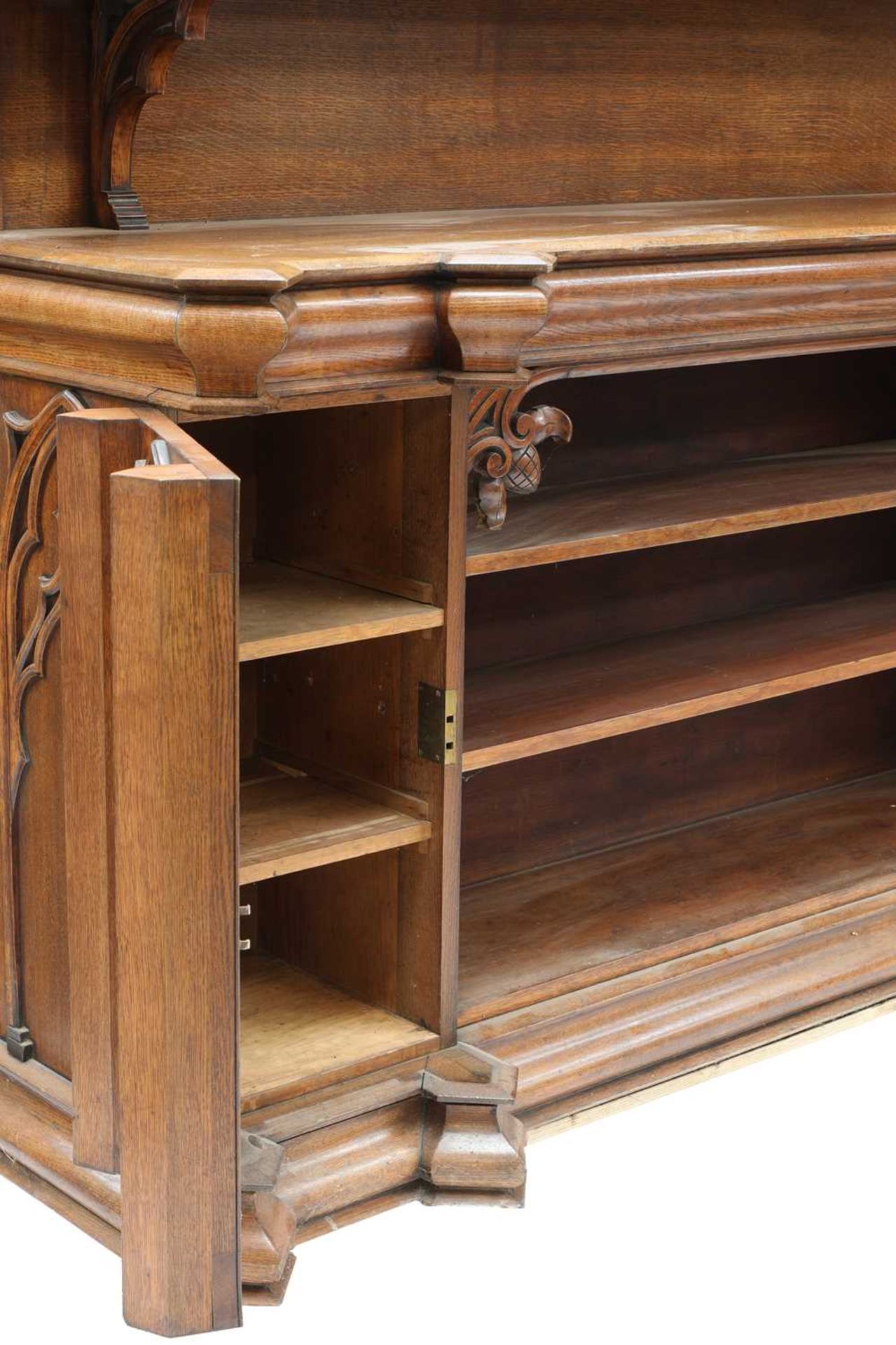 A Victorian Gothic oak side cabinet, - Image 3 of 4