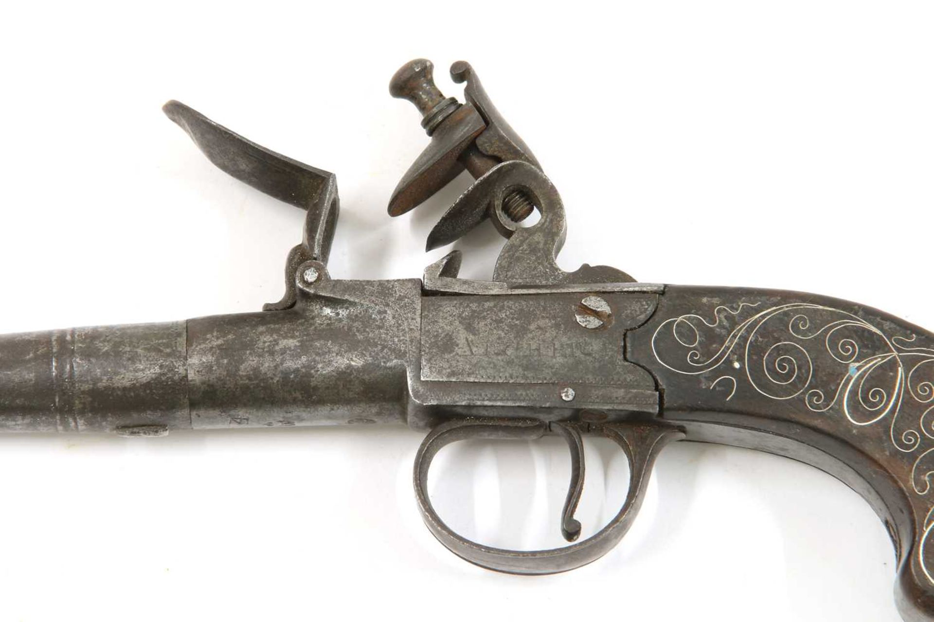 A boxlock flintlock cannon barrel pistol, - Image 5 of 5