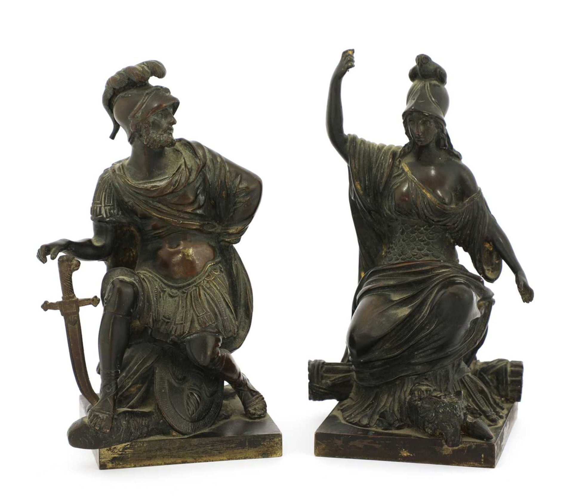 A pair of French grand tour bronze figures,