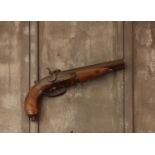 A 16 bore double-barrelled rifled pin-fire Westley Richards Howdah pistol,