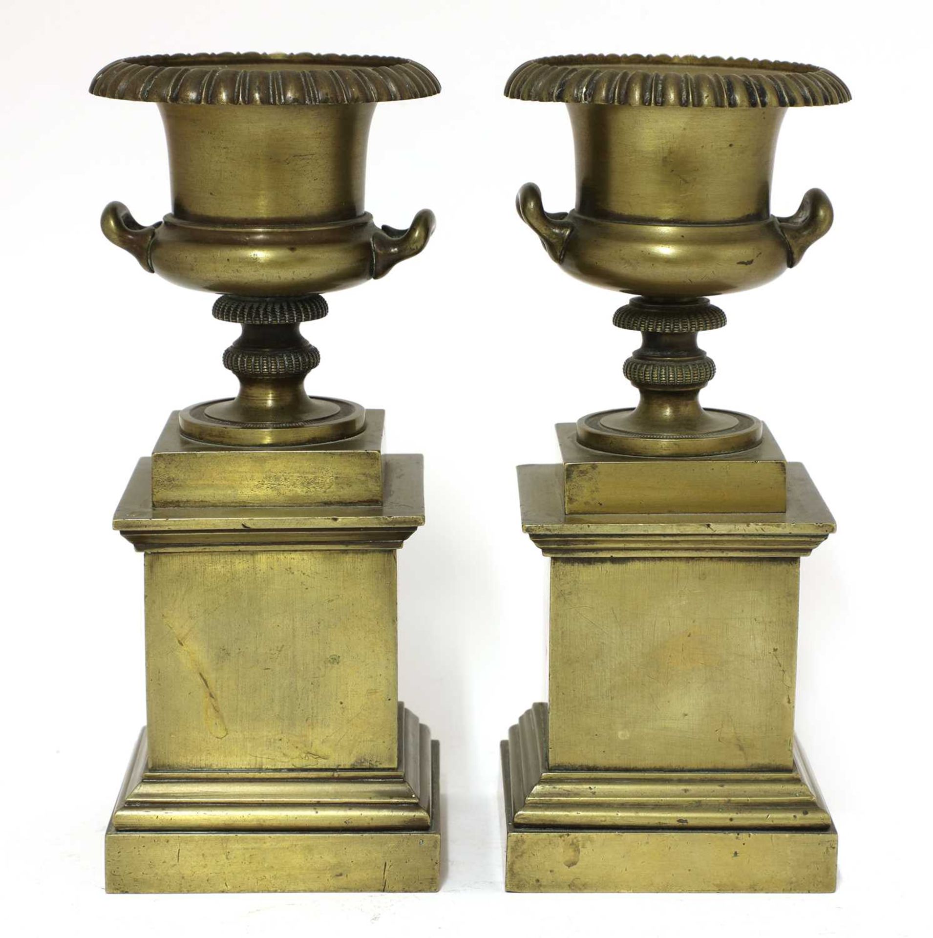 A pair of bronze urns, - Image 2 of 3