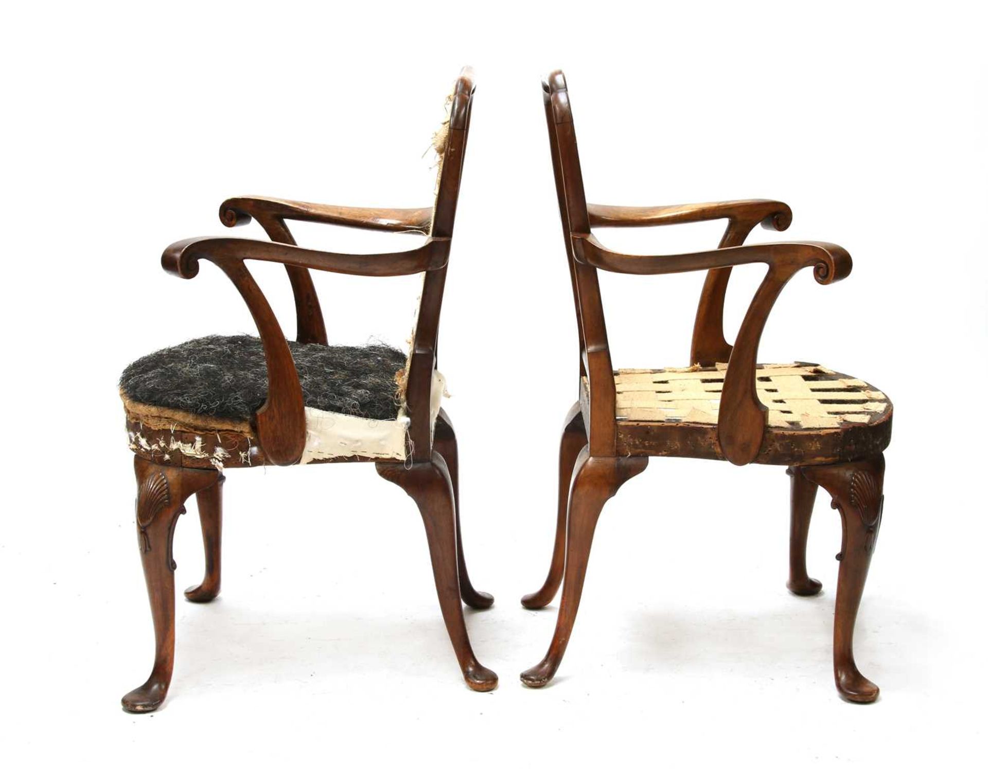 A pair of George II-style walnut side chairs, - Image 2 of 7