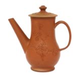 A Staffordshire redware small baluster-shaped coffee pot and associated cover,