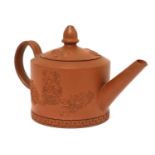 A Staffordshire redware small cylindrical teapot and cover,