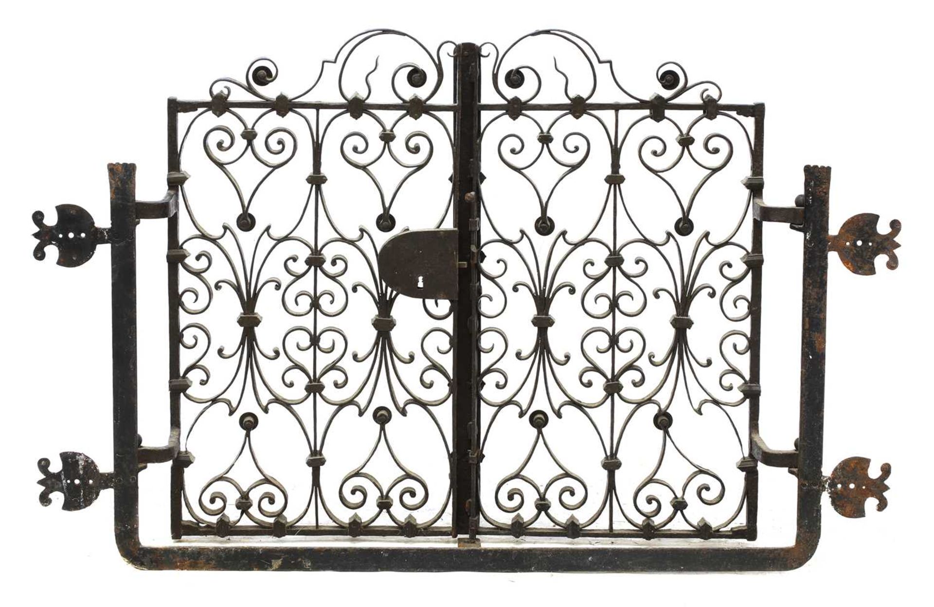 An ornate Italian iron window grille,