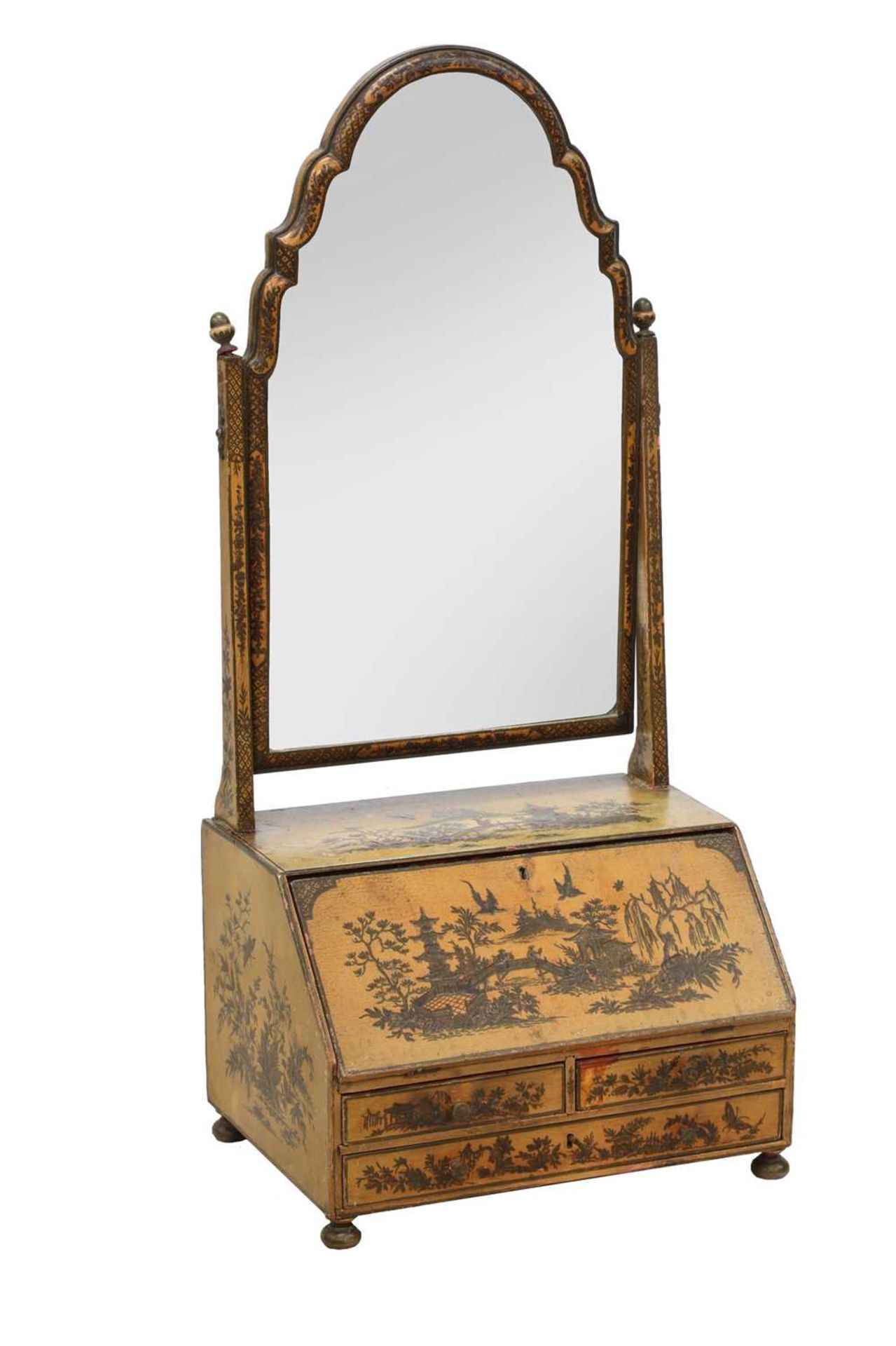 A Regency lacquered dressing table mirror,