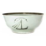 A large Chinese export porcelain punch bowl,