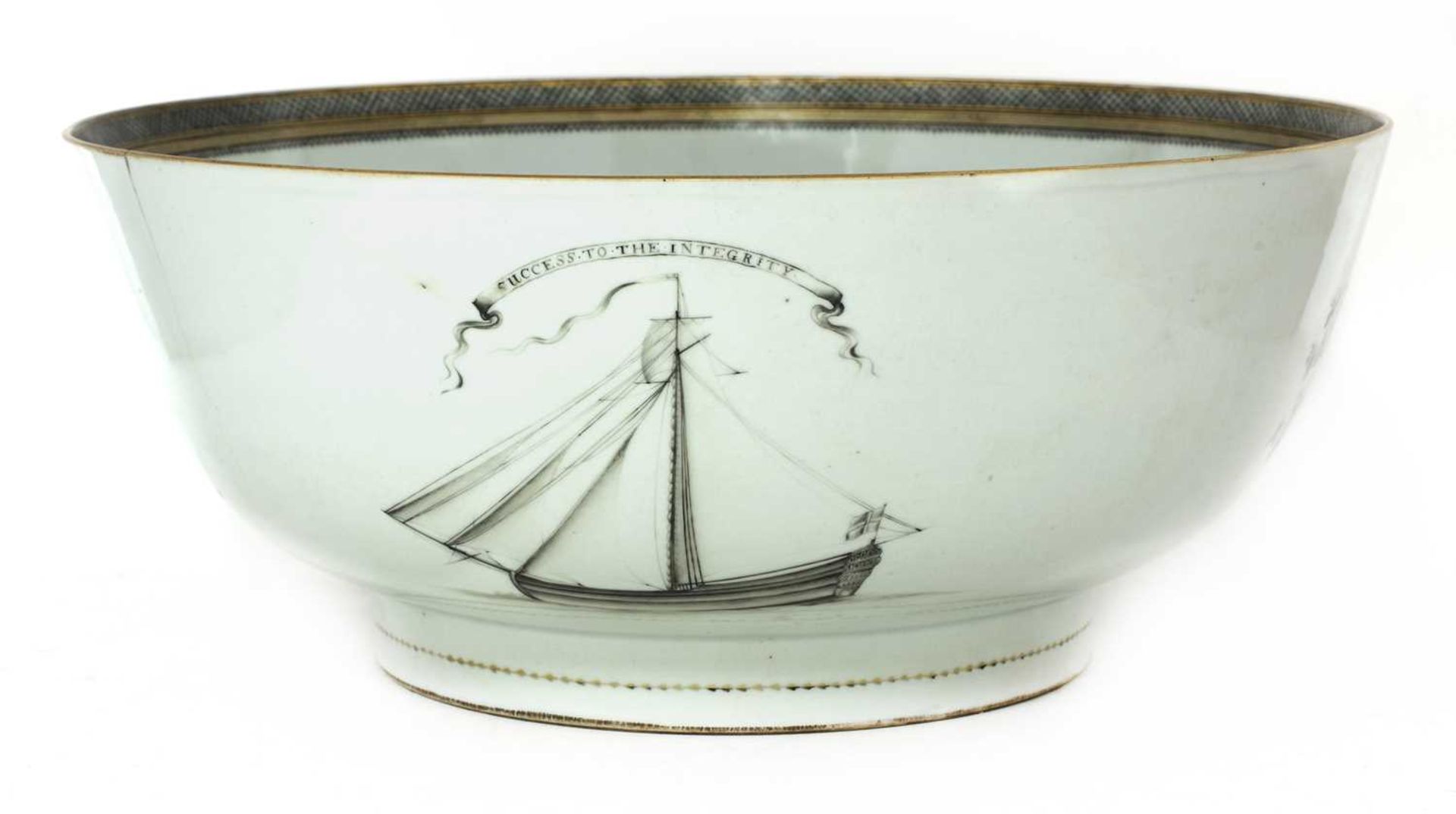 A large Chinese export porcelain punch bowl,