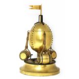 An extraordinary spun and cast brass cigar dispenser in the form of a hot air balloon,