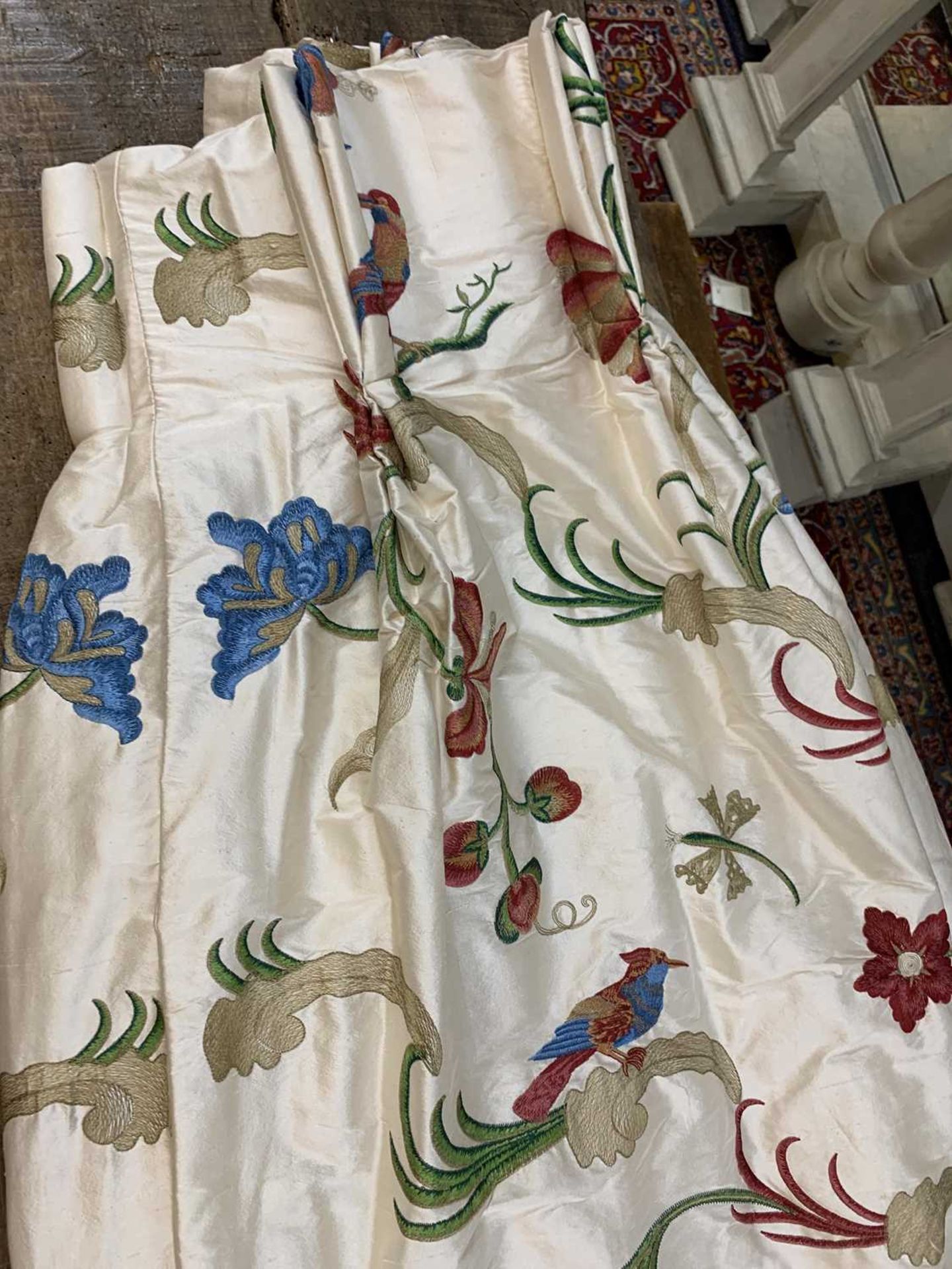 Three pairs of lined and interlined silk curtains, - Image 38 of 62