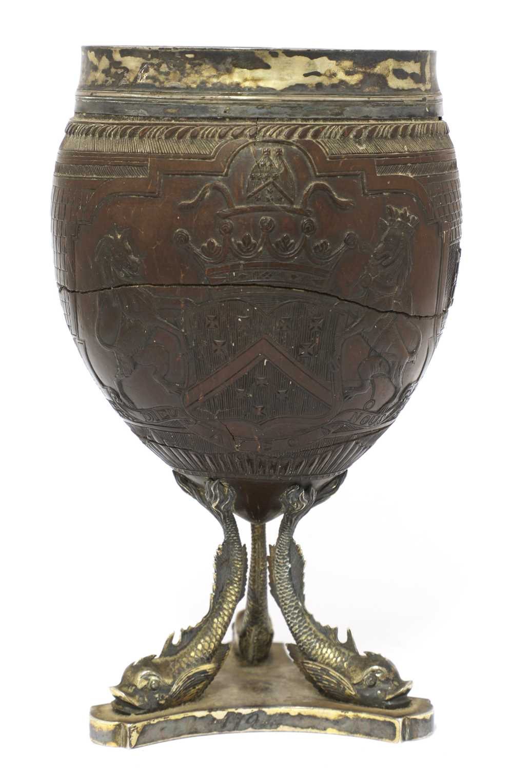 A George III silver-mounted coconut cup, - Image 2 of 4