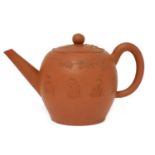 A Staffordshire redware large ovoid teapot and cover,