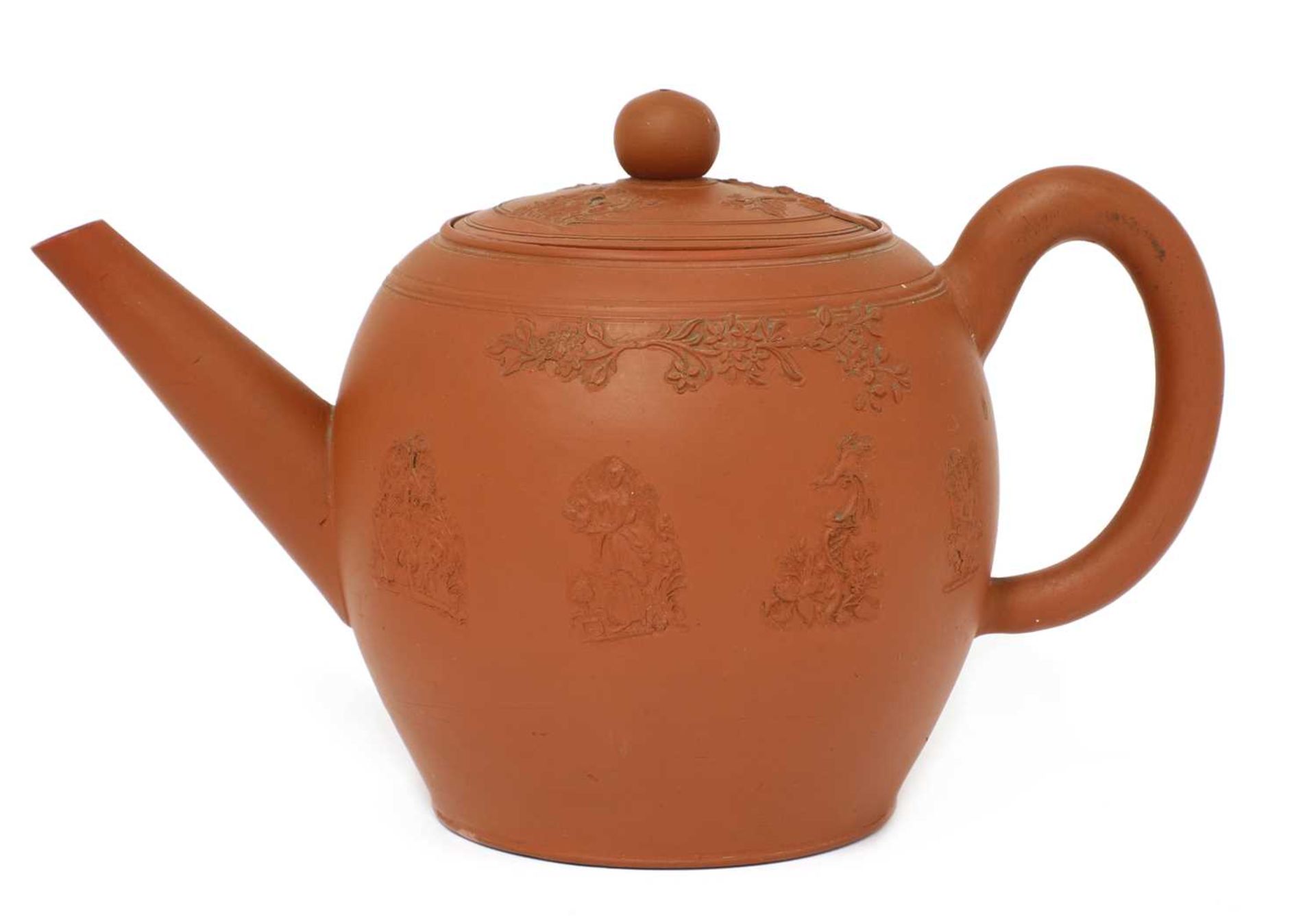 A Staffordshire redware large ovoid teapot and cover,