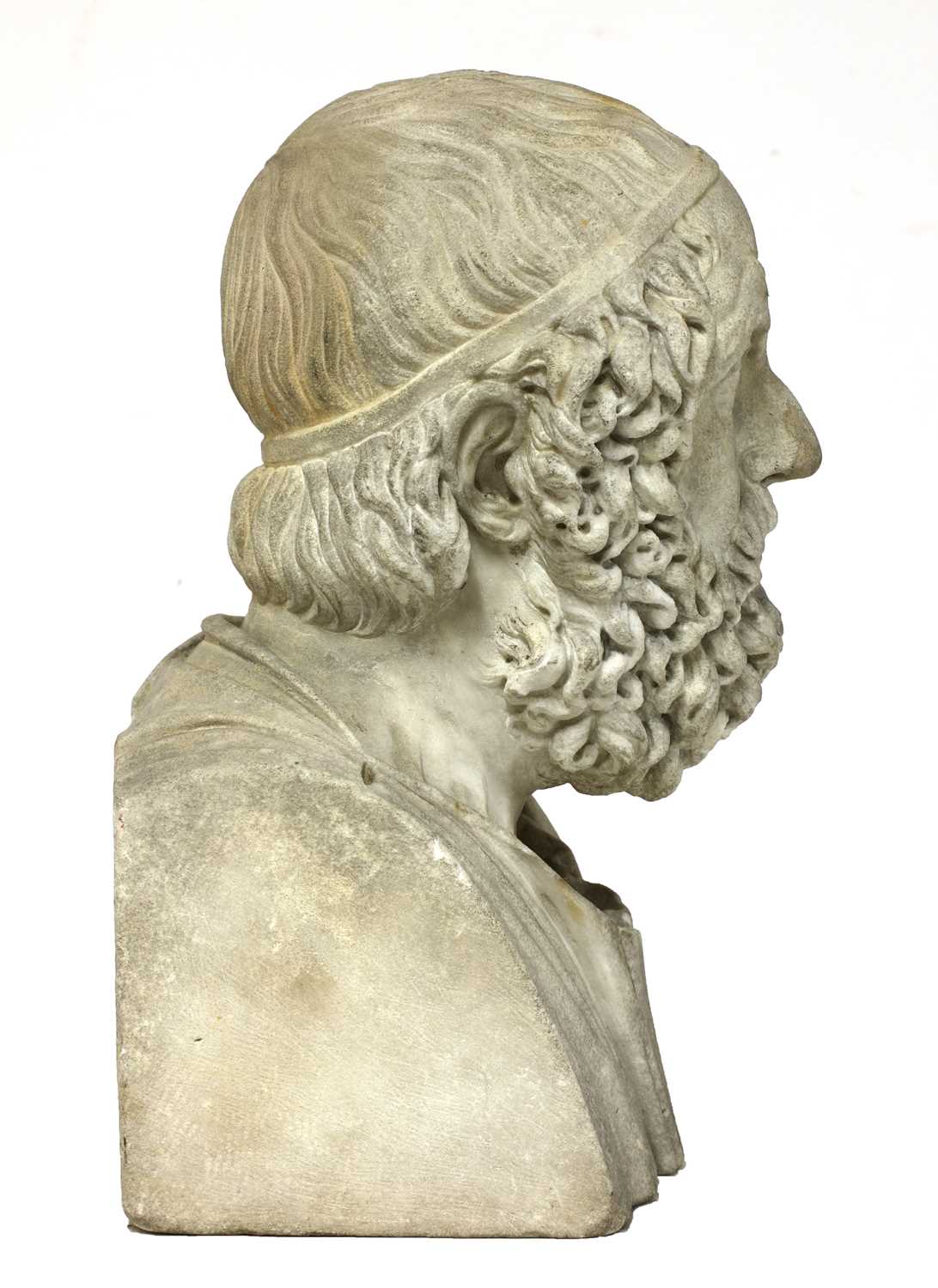 A carved limestone bust of Homer, - Image 4 of 6