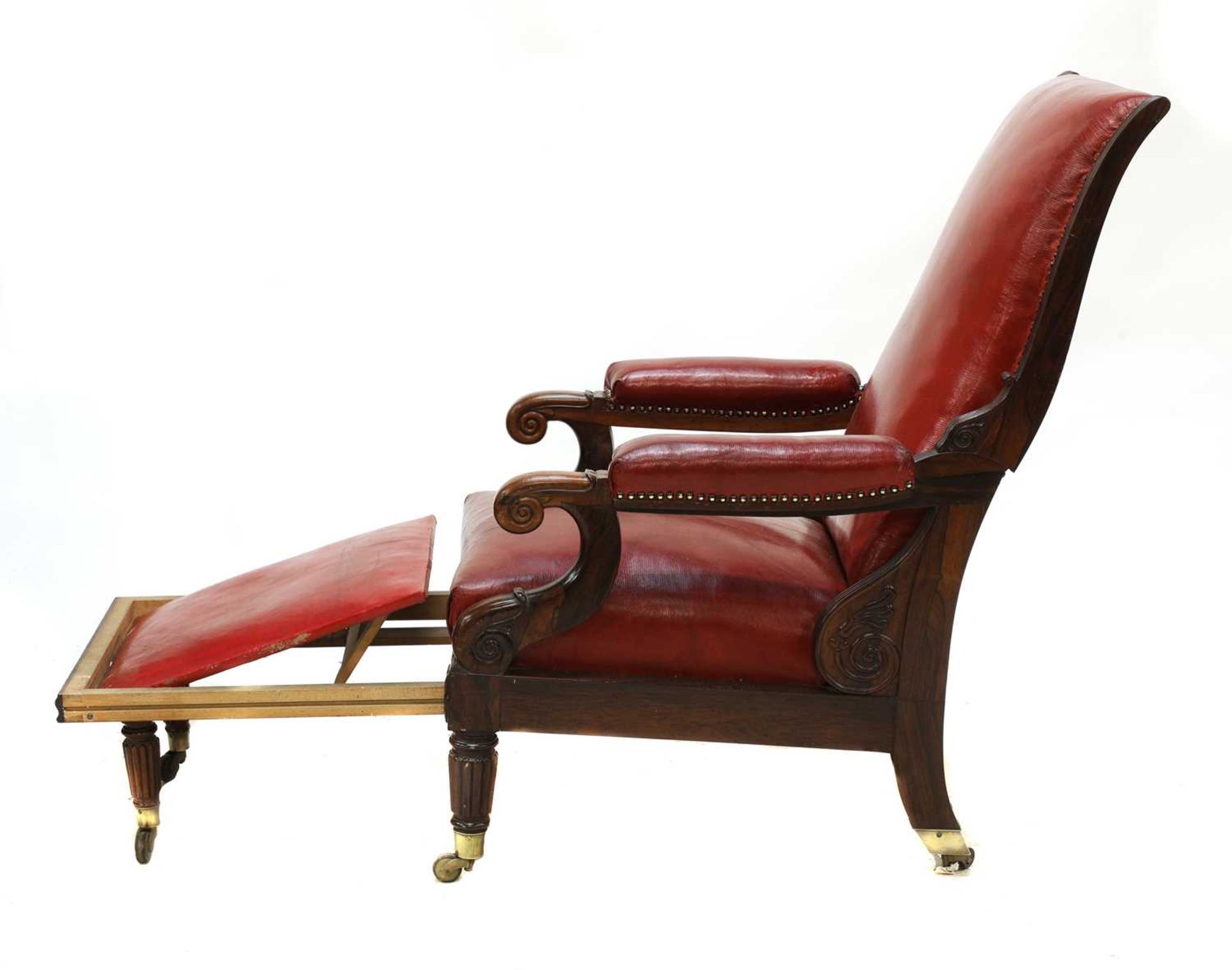 A rosewood reclining library armchair, - Image 4 of 7