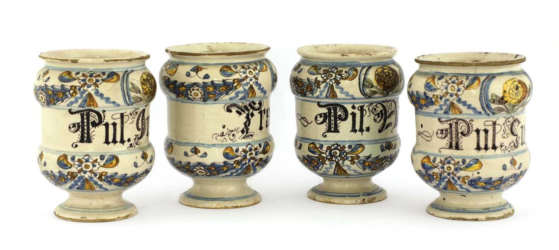 A set of four Italian majolica apothecary jars, - Image 3 of 4