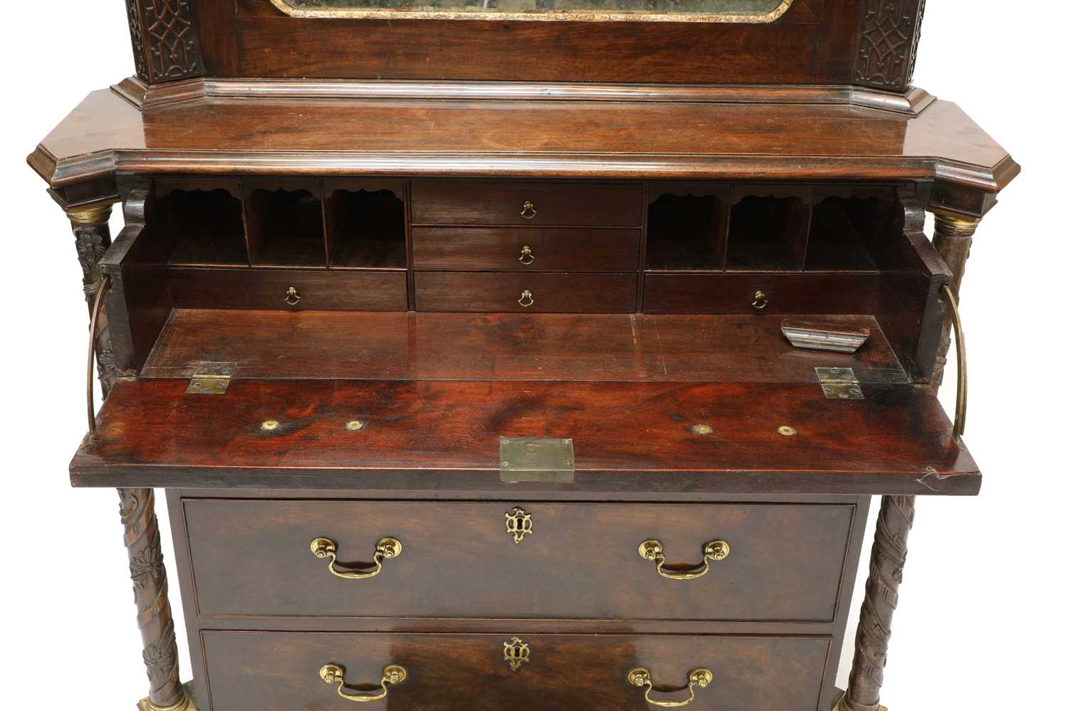 A Chippendale period mahogany secretaire bookcase, - Image 8 of 9