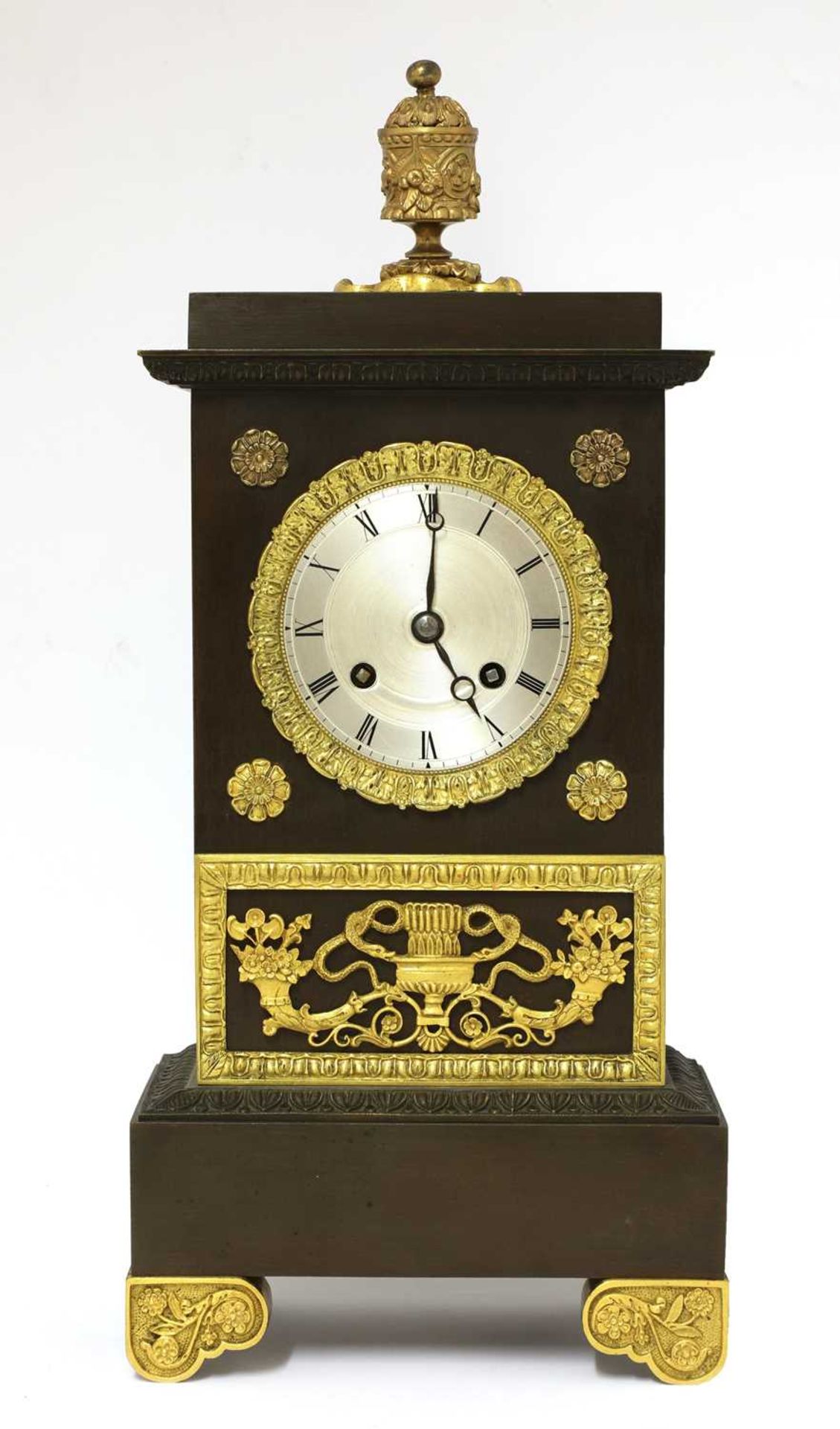 A French bronze table clock,