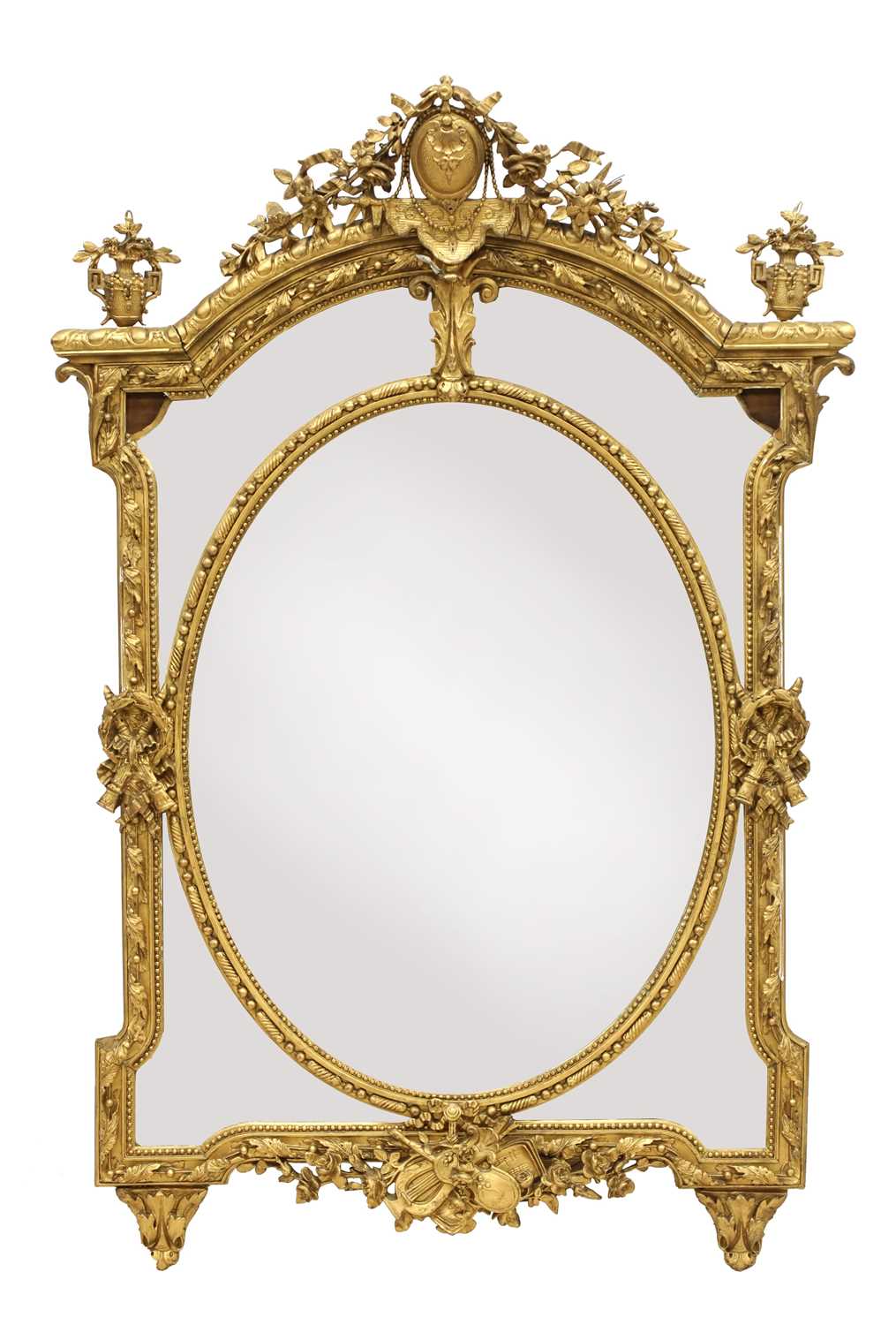 A French gilt gesso wall mirror,