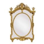 A French gilt gesso wall mirror,