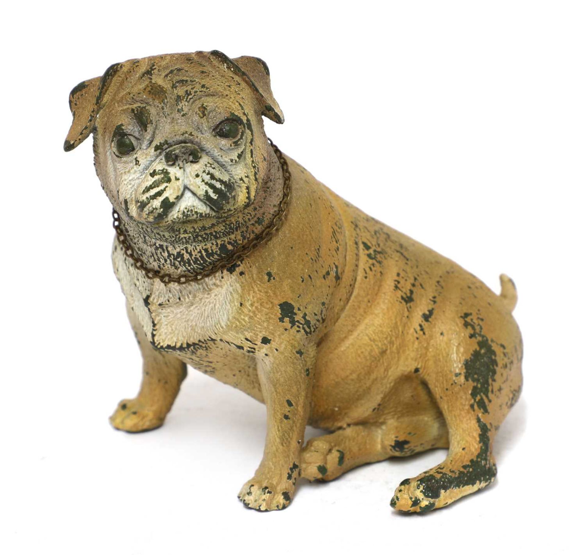 A cold-painted bronze pug,