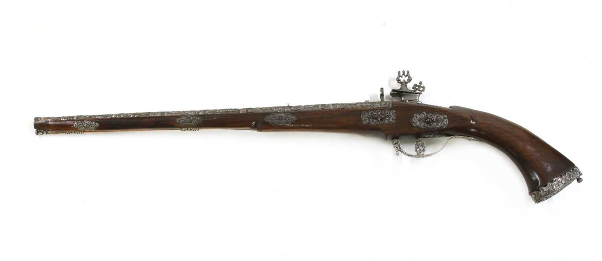 A Brescian Miquelet lock long-barrelled pistol, - Image 3 of 6