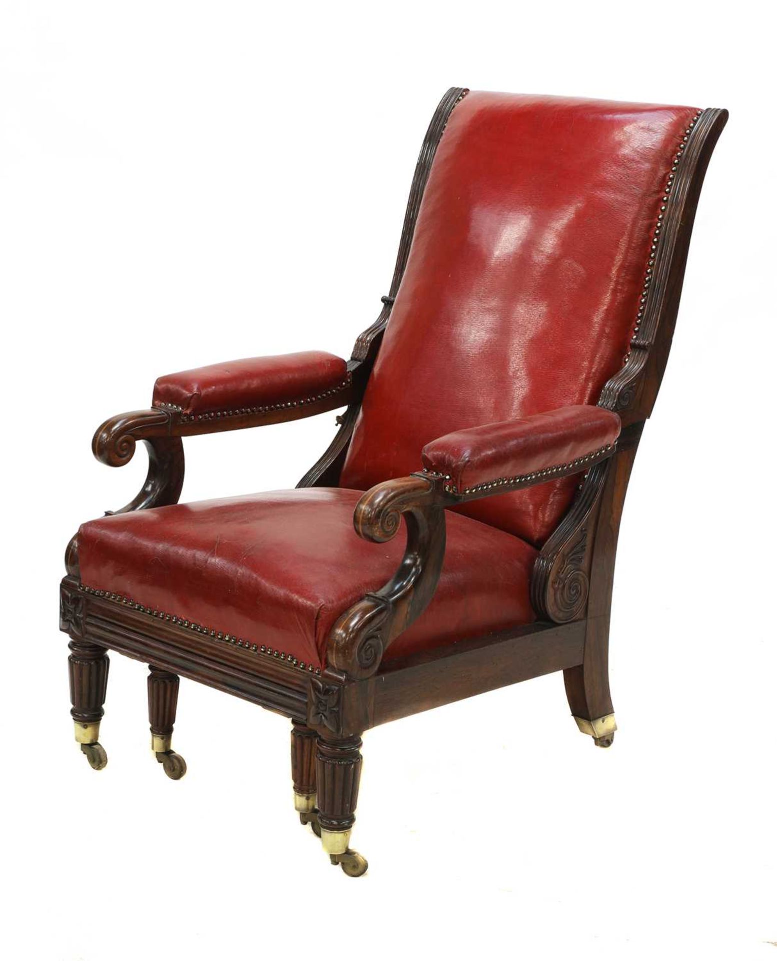 A rosewood reclining library armchair, - Image 2 of 7