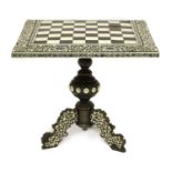 An Anglo-Indian ivory, horn and sandalwood miniature games table,