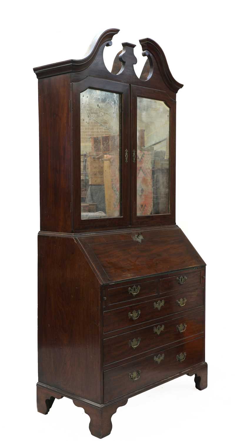 A George III mahogany bureau bookcase, - Image 2 of 6