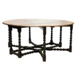 A ten-seat, 17th-century-style, oak double gateleg table,