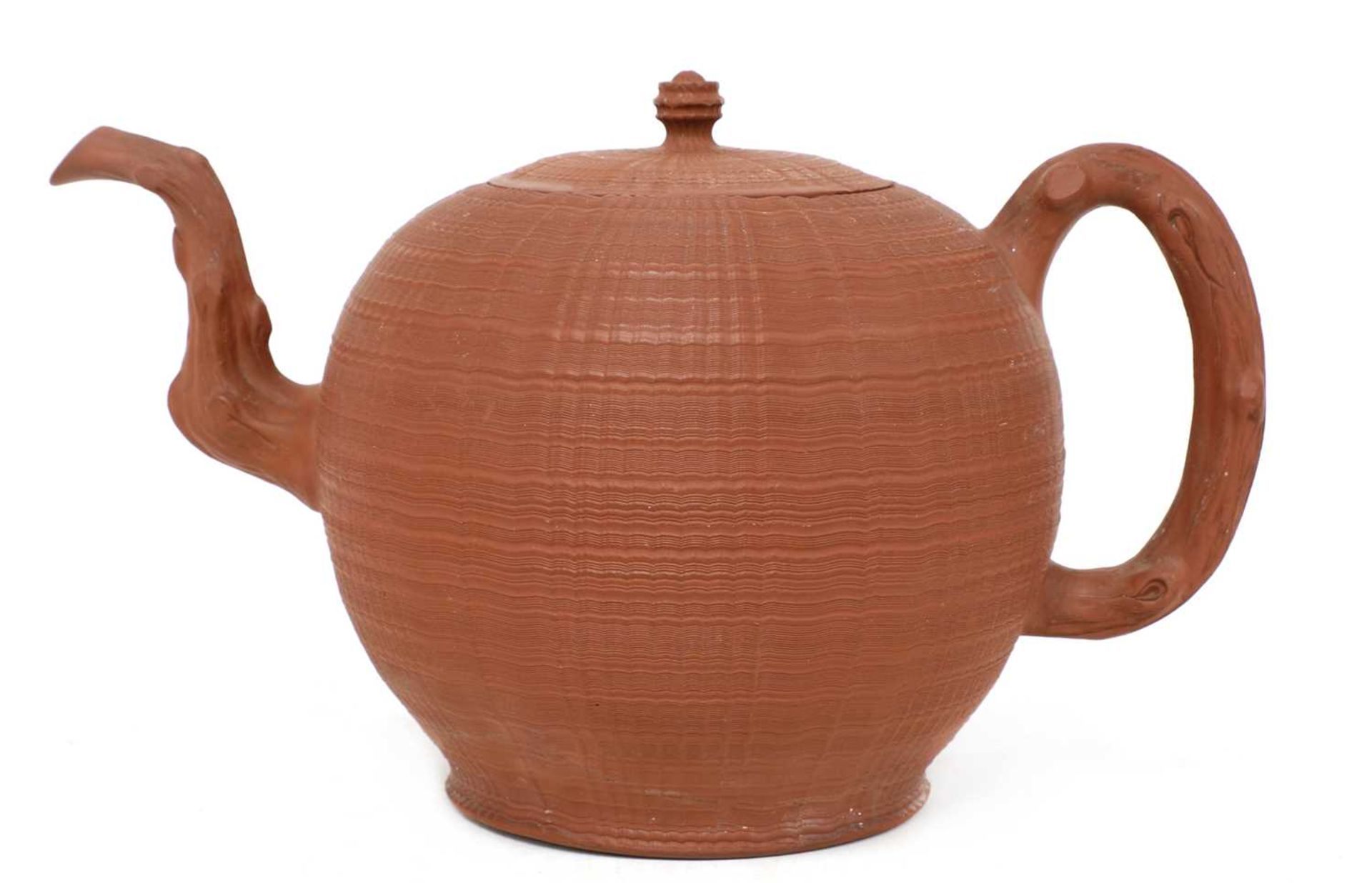 A rare Staffordshire redware globular punch pot and cover, - Image 2 of 4