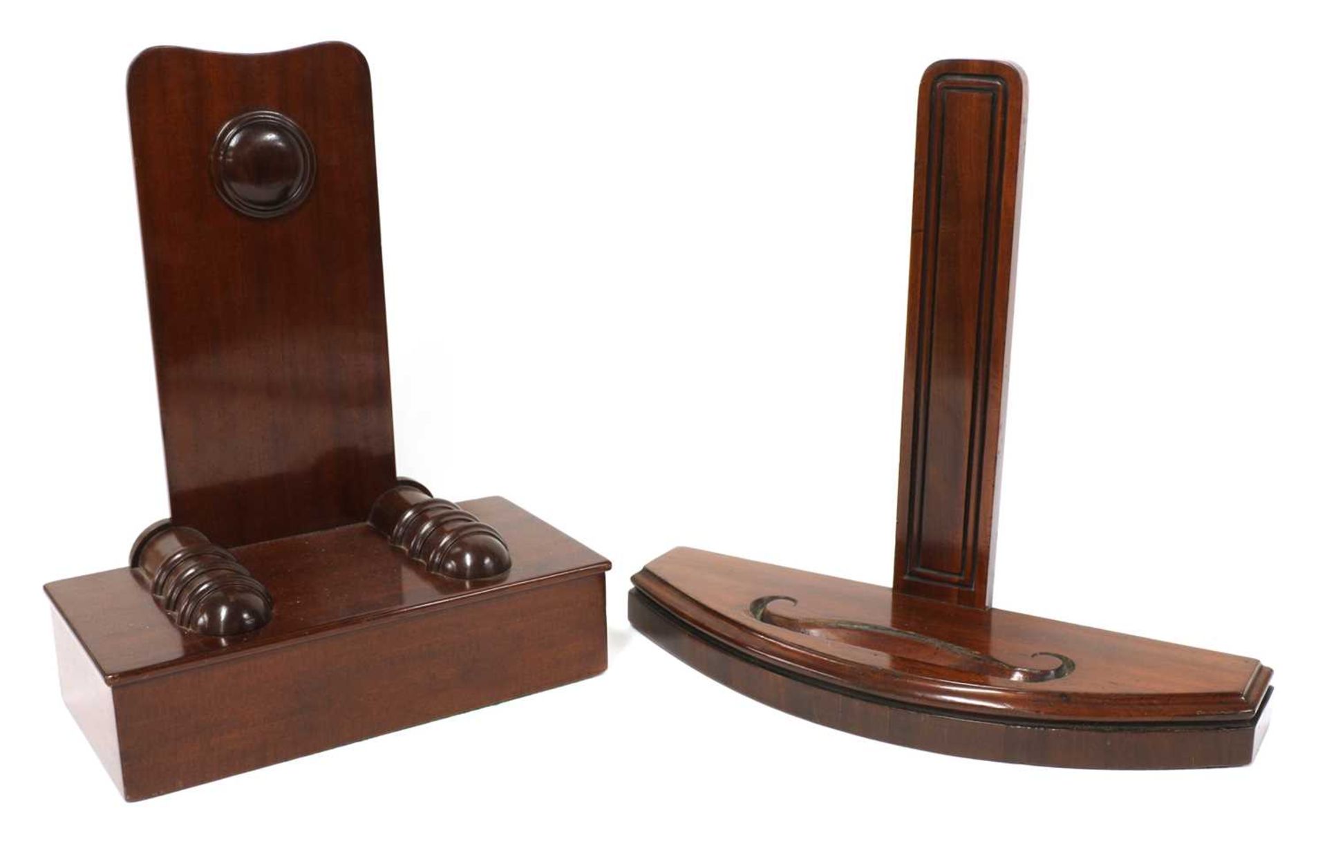 Two mahogany plate stands,
