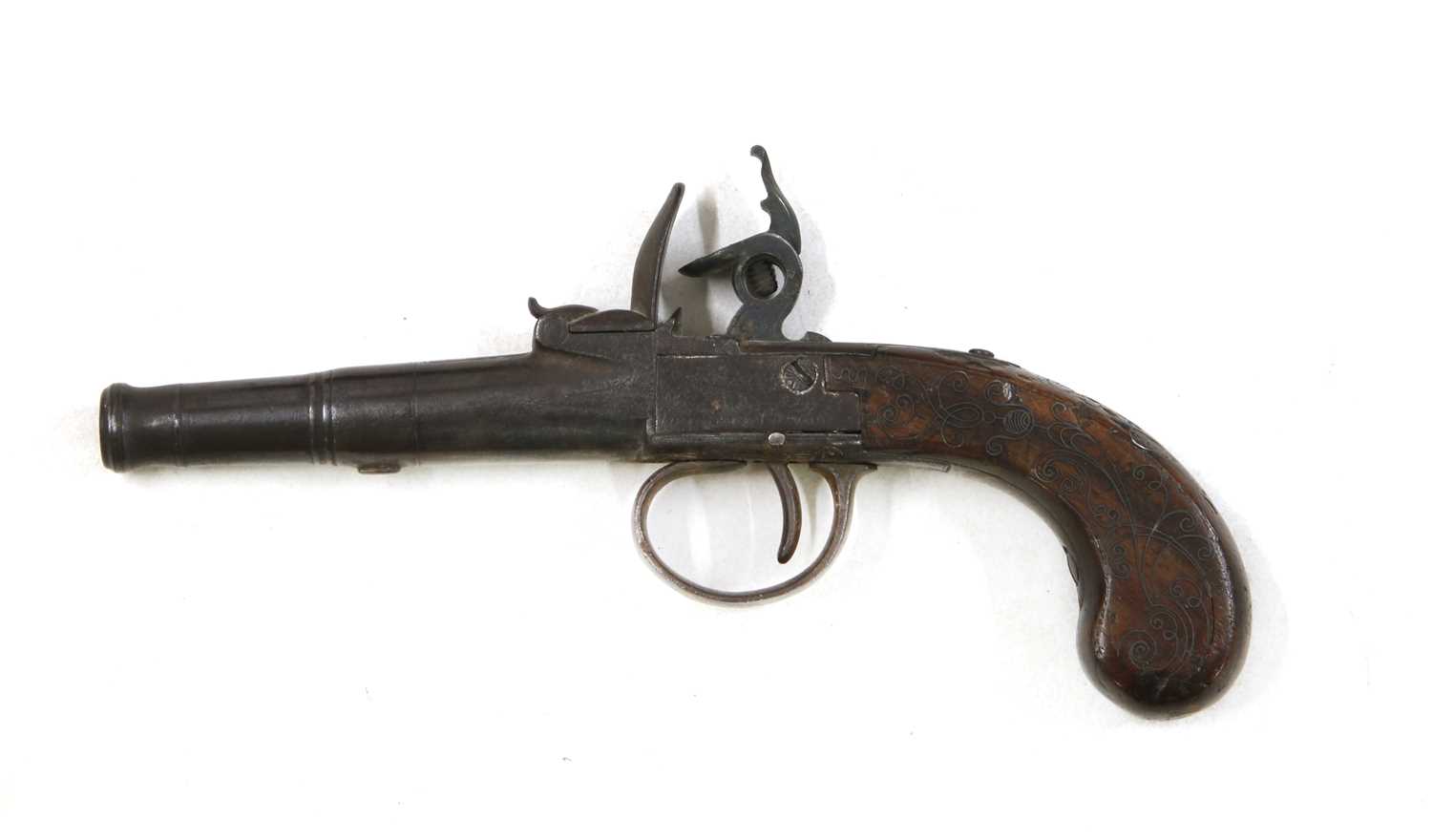 A flintlock cannon barrel pocket pistol by Delaney of London,