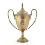 A Russian silver twin-handled lidded urn,