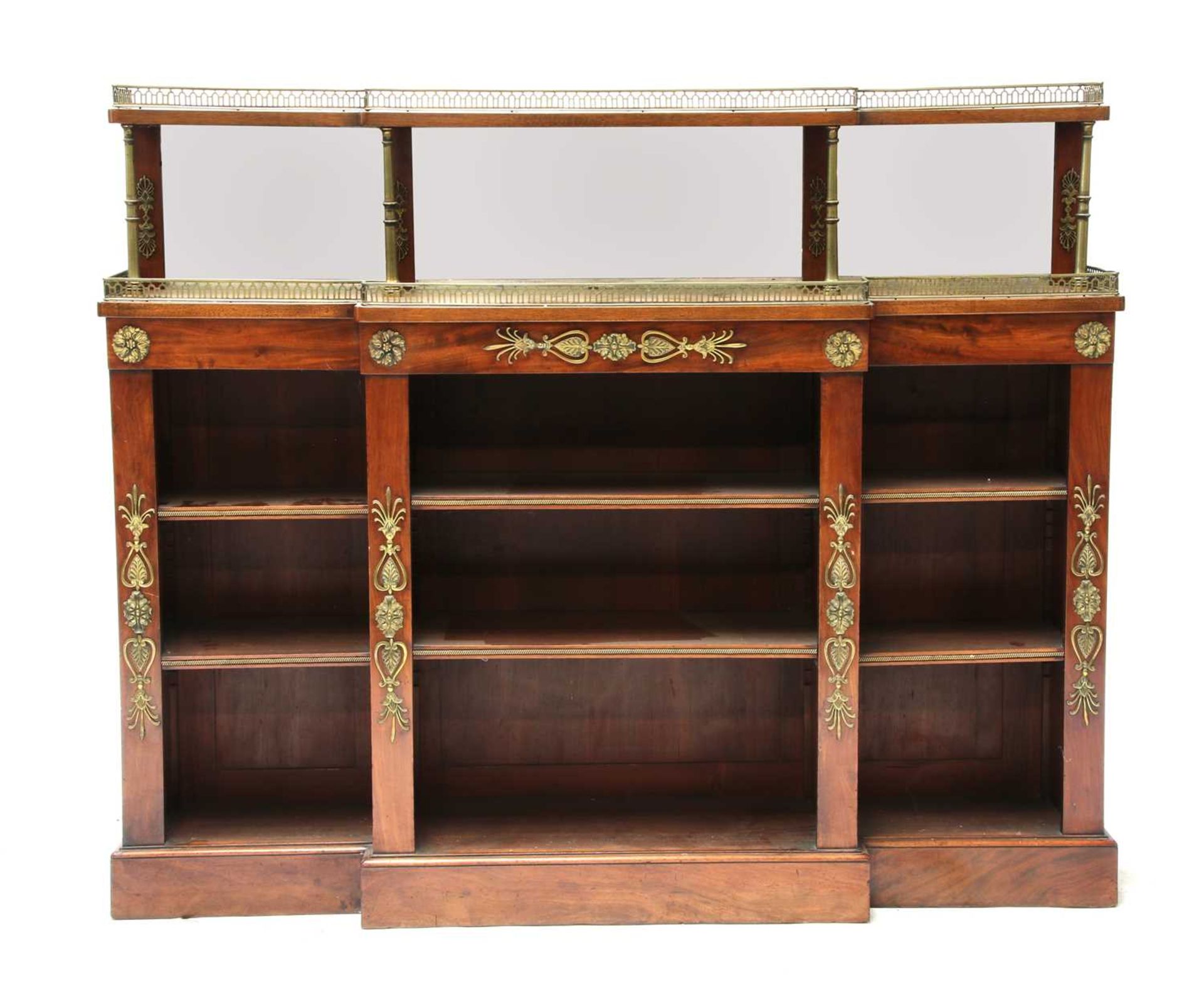 A French Empire mahogany breakfront bookcase, - Image 9 of 41